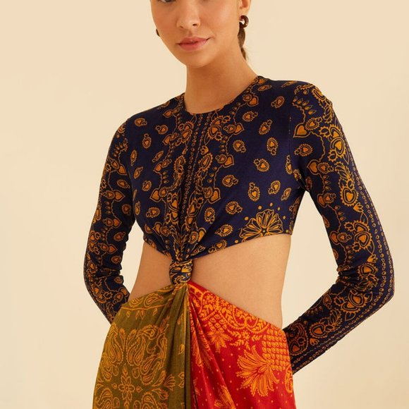 FARM Rio - Multicolor Bandana Dream Cut Out Maxi Dress (M) - Picture 3 of 7